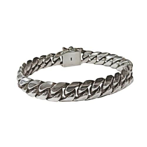 AryA Gioielli | Bracciale uomo a maglia grumetta in argento sterling 925 - 001K su sfondo bianco vista frontale