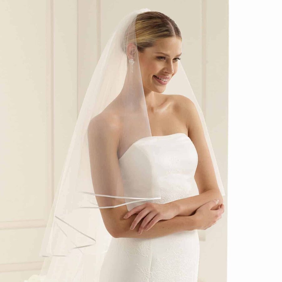 AryA velo da sposa lungo con bordo in raso 300-90cm - S146