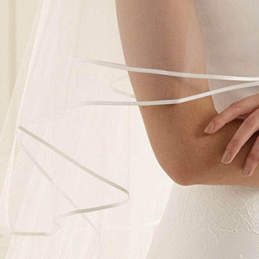 AryA velo da sposa lungo con bordo in raso 300-90cm - S146