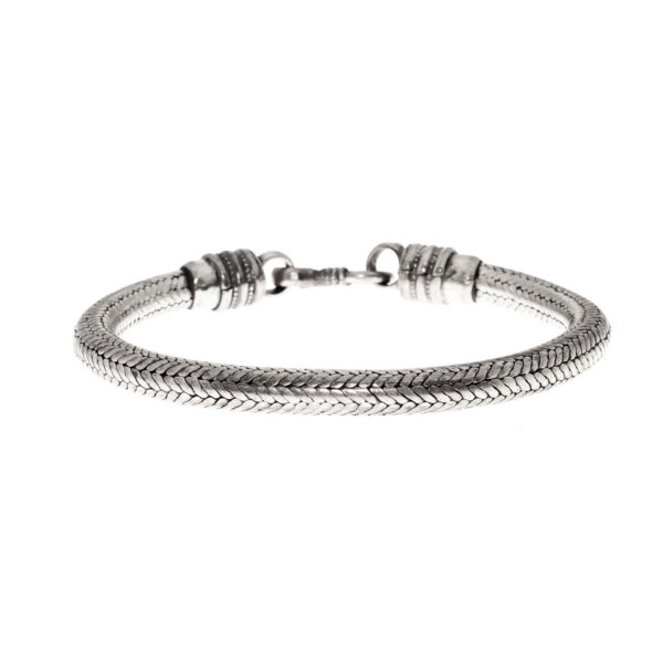 Bracciale uomo snake piatto in argento 068PN