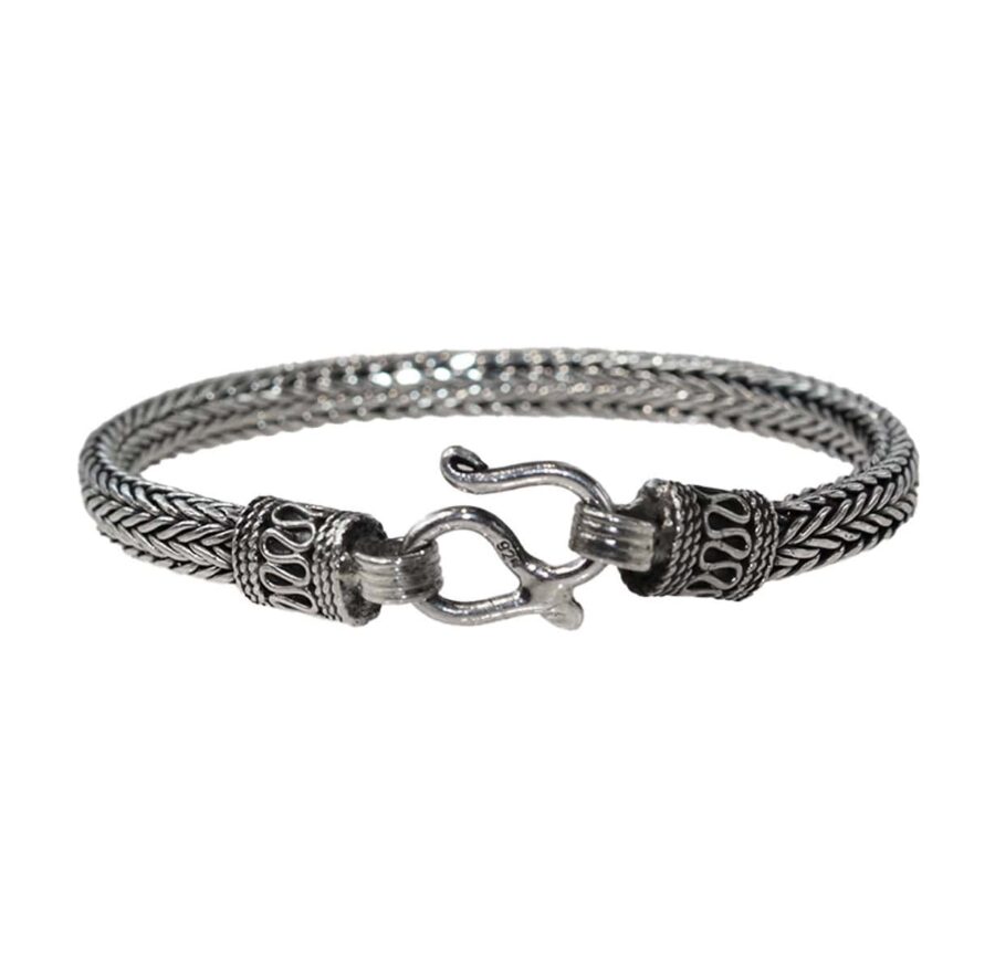 AryA Gioielli | Bracciale uomo snake Thai piatto intrecciato in argento 925 5mm - BACK SIDE