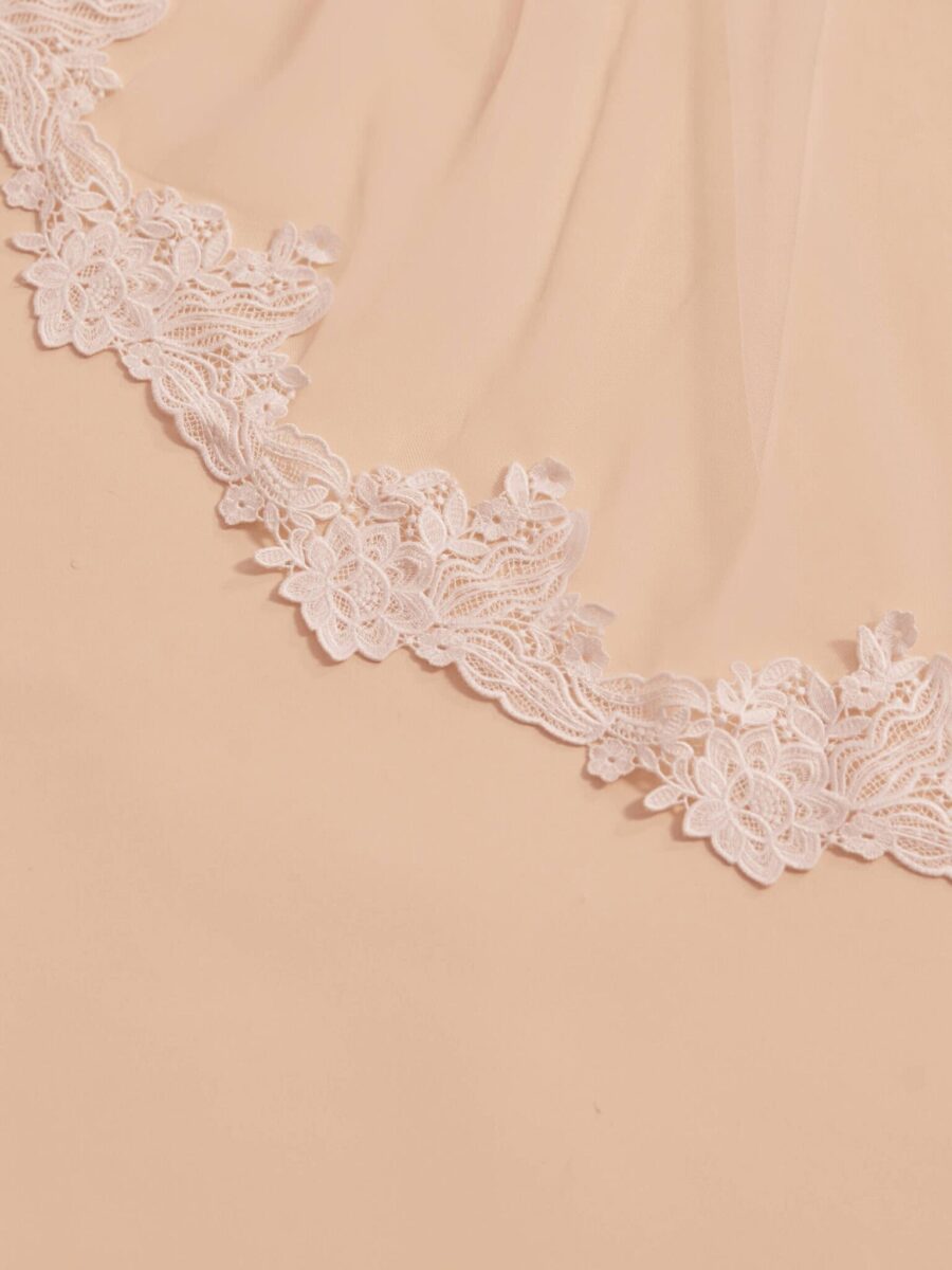 AryA Sposa | Bianco Evento Velo da sposa lungo a Cattedrale con bordo in pizzo 250cm - S404 - dettaglio pizzo