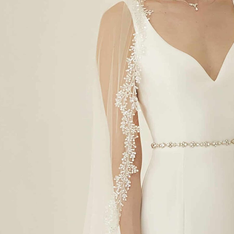 AryA Sposa ! Bianco Evento Velo da sposa a Cattedrale in tulle avorio con bordo in pizzo 300cm - S449 - dettaglio pizzo
