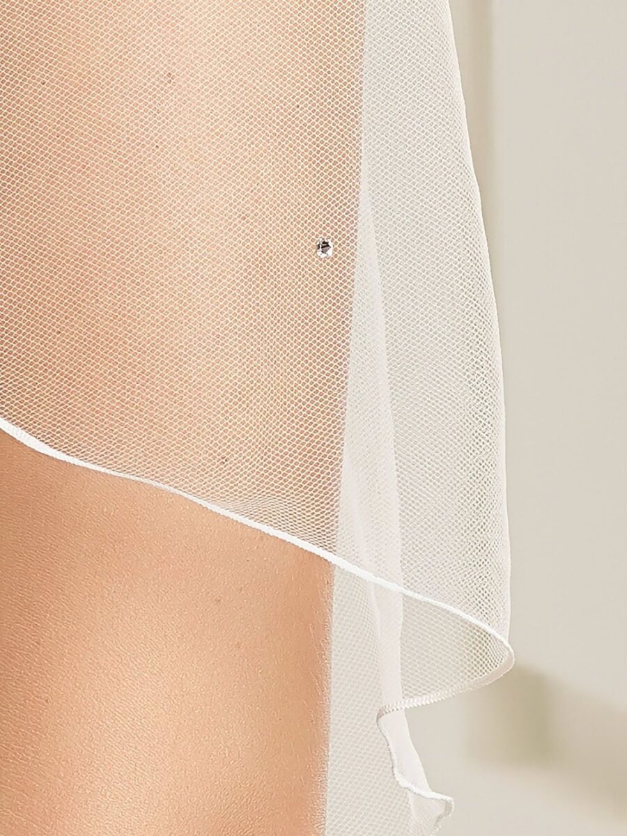AryA Sposa | AryA Sposa | Bianco Evento velo da sposa doppio con bordo in perline di cristallo 170-90cm - S35 - dettaglio velo
