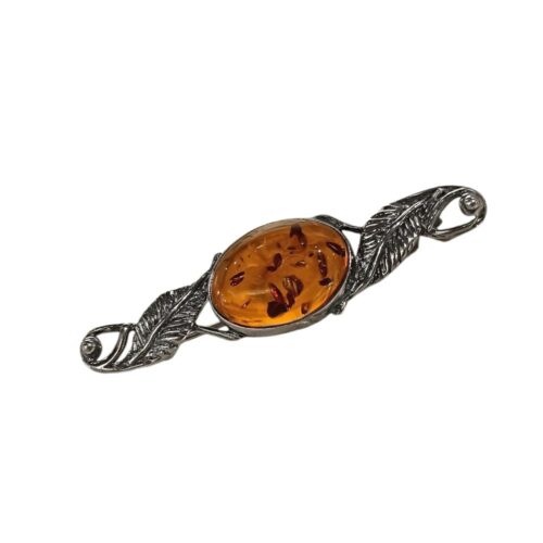 AryA Gioielli | Spilla in argento 925 con ambra naturale del Baltico - 9508AM su sfondo bianco