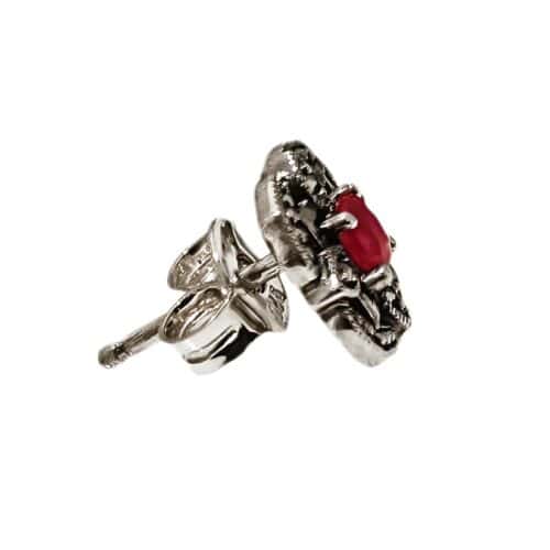AryA Gioielli | Women's 925 silver earrings with red ruby and marcasite - 2711IM - on white background - side view