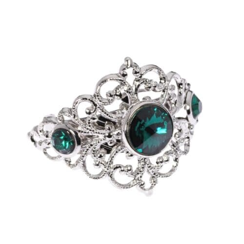 AryA Gioieli | Altarocca anello coprinodo cravatta con Swarovski verde - 483AB - su sfondo bianco