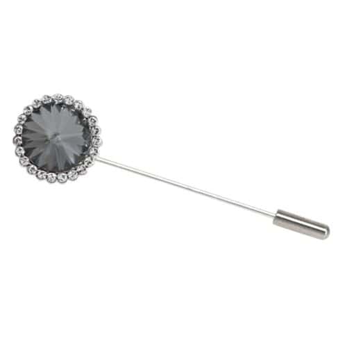 AryA Gioielli | Spillone cravatta uomo con Swarovski Bianco e grigio argento - 015AB - su sfondo bianco - vista frontale