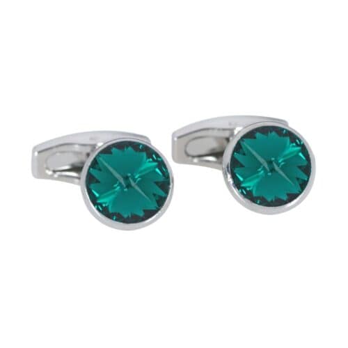 Arya Gioielli | Altarocca gemelli uomo tondi con cristallo Swarovski verde - 817AB su sofndo bianco