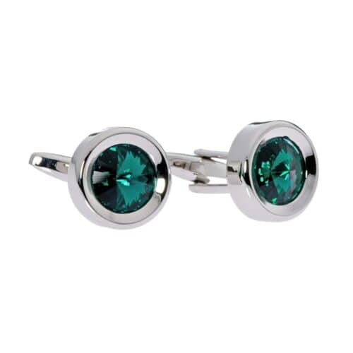 AryA Gioielli | Altarocca gemelli uomo tondi con cristallo Swarovski verde - 216AB - su sfondo bianco